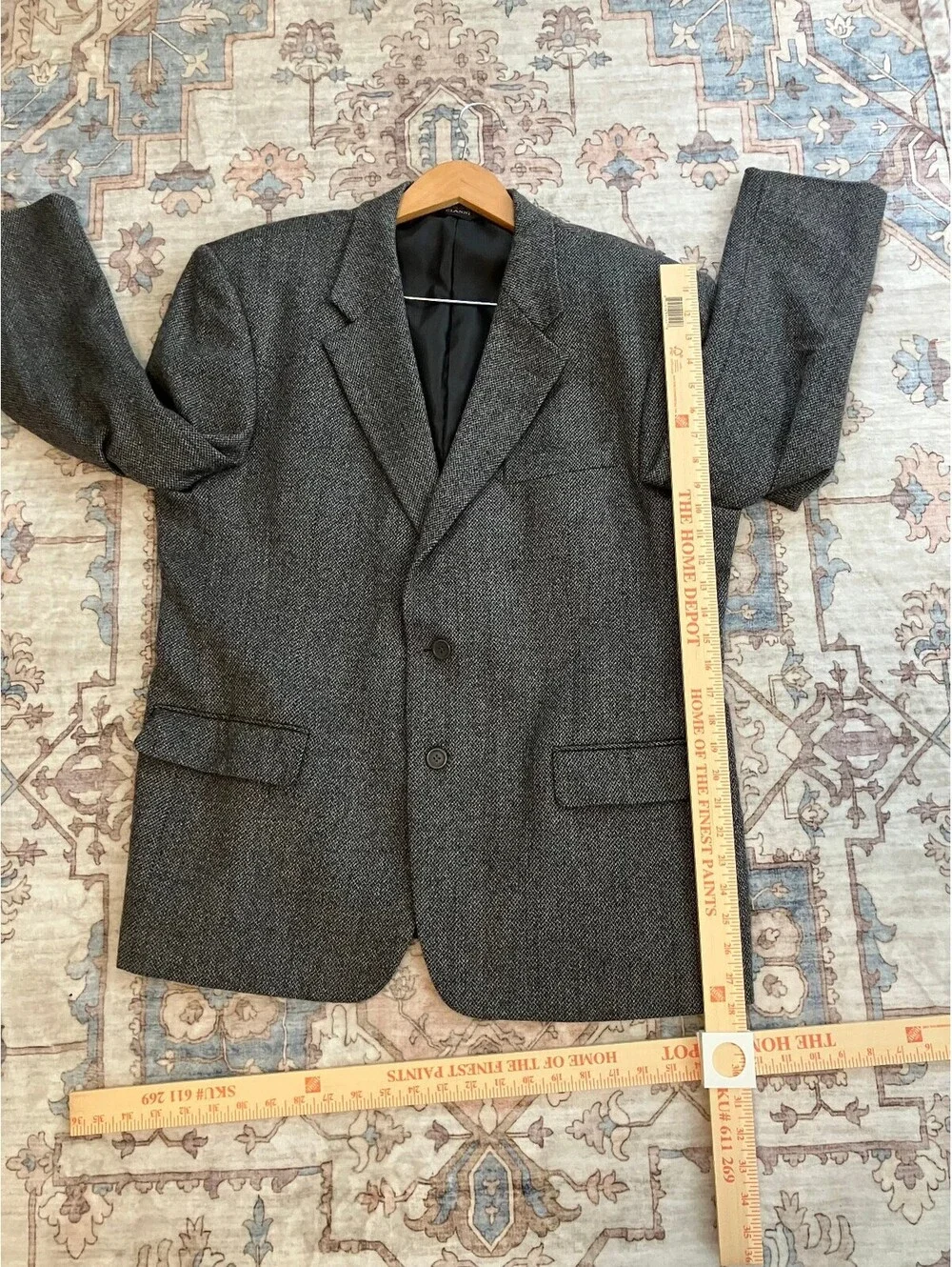 Cianni Cellini Mens 44S Grey Sport Coat Cashmere Lambswool Blazer Herringbone